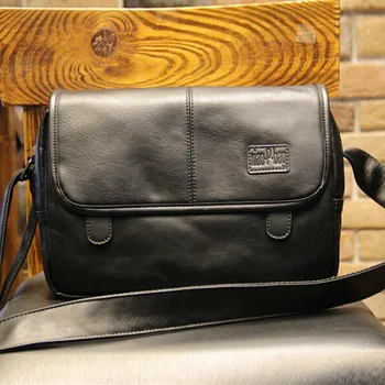 

Men's business bag PU leather business bag men's shoulder bag vertical men's inclined cross bag zipper bag