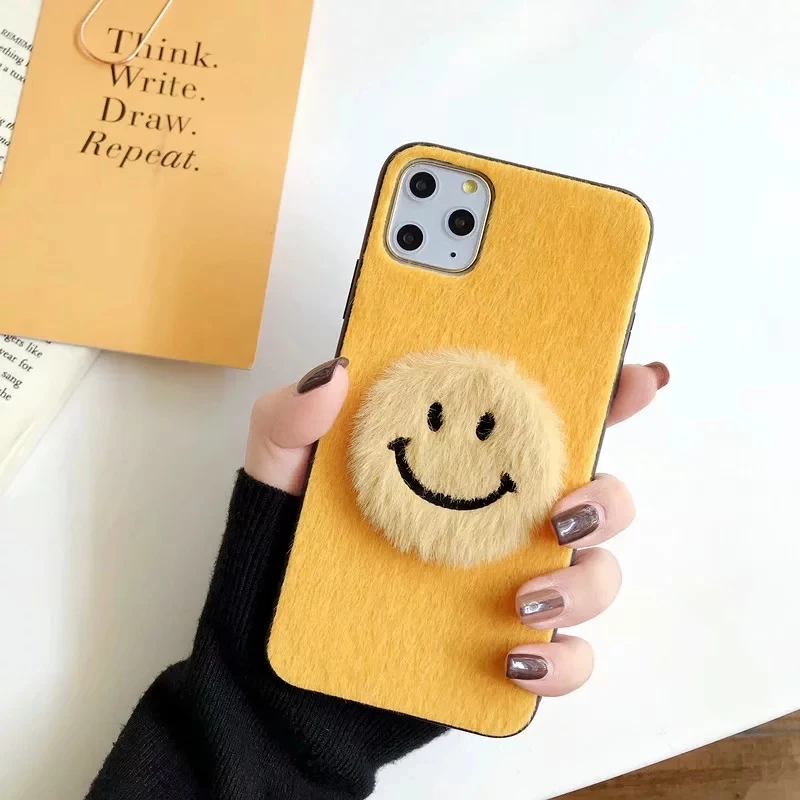 Чехол DIY для iPhone 11 Pro Max X XS XR 6S 7 8 Plus зимний теплый чехол плюшевый защитный со