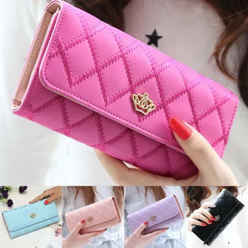 

Female Wallet PU Leather Long Large Purse Black/ Gold/Light green/ Light Purple/Rose Red Credit Card Holder Case Clutch Wallet