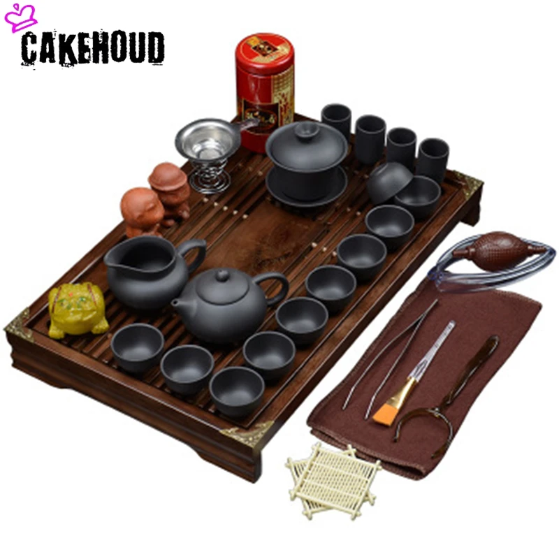 

Complete Set Of Solid Wood Tea Tray Tea Set Chinese Style Purple Sand Kung Fu Tea Set Business Gift Teapot Tea Cup Tea Tray