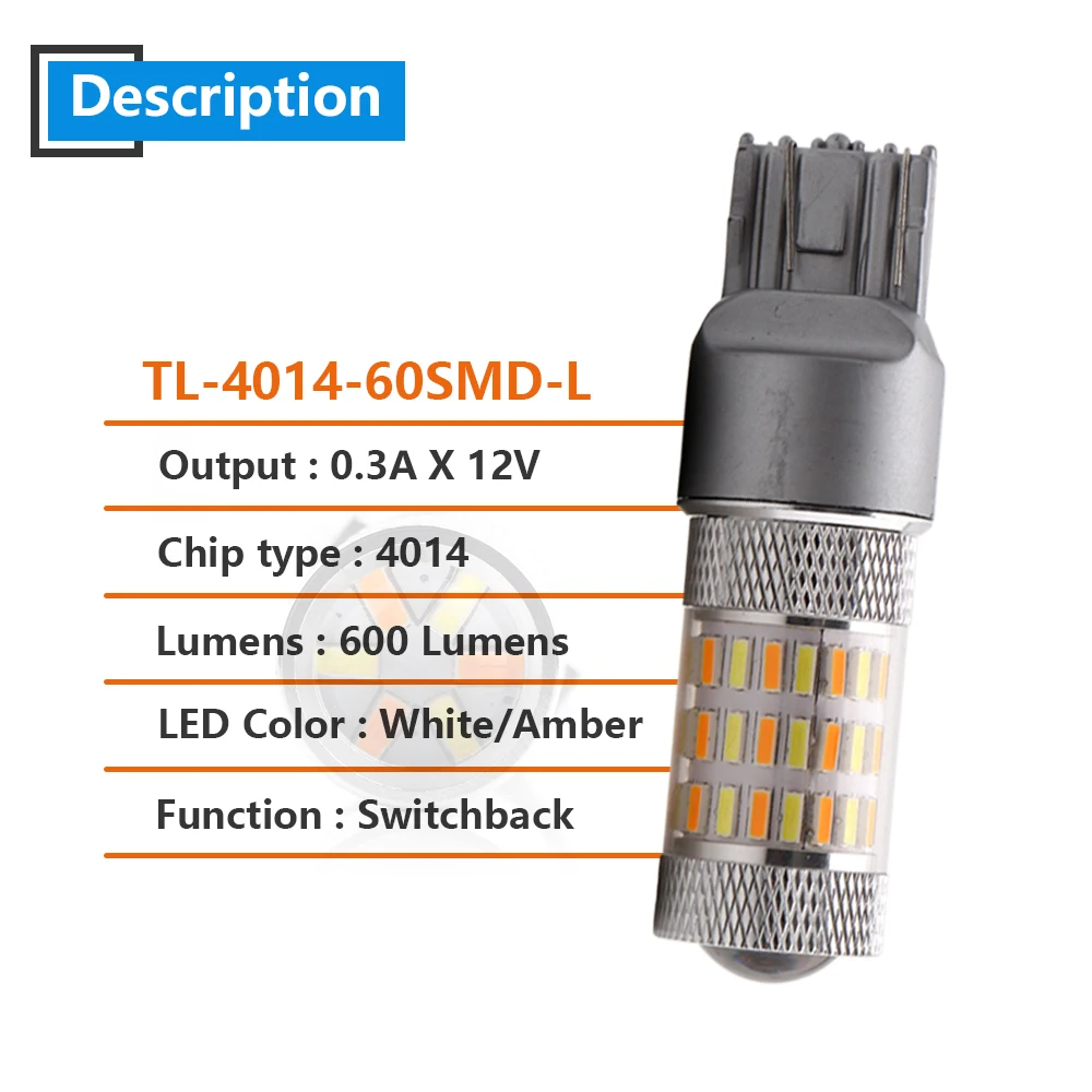 2 шт. 12 В T20 7443 лампочка 60 SMD белый и янтарный Двойной Функция 4014 светодиодный лампочка Автомобильная стоп сигнальная лампа обратный конец лампы передние поворотные
