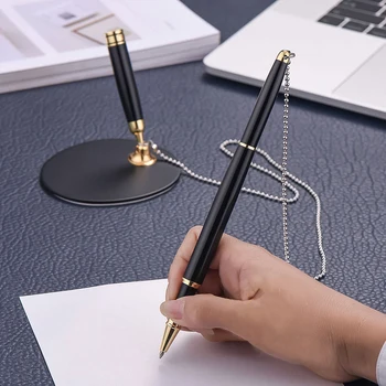 

1mm Ballpoint Chain Sign Pen Hotel Bank Office Business Signature Marker with Storage Holder