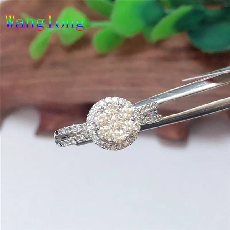 Wanglong кольцо с натуральным бриллиантом, белое золото 18K для женщин, свадебные ювелирные изделия