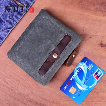 

AETOO Canvas wallet short hand-made waterproof wallet men's bag casual clutch bag retro men's bag