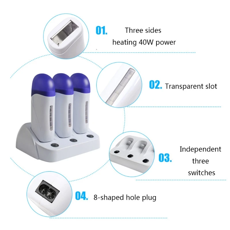 Multifunction Hot Wax Depilatory Roller Body Painless Hair Removal Heater Warmer