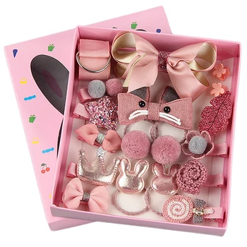 

18pcs Hair Accessories Baby Little Girls Hair Clips Bows Barrettes Hairpins Set Head Ornaments with Gorgeous gift box packaging