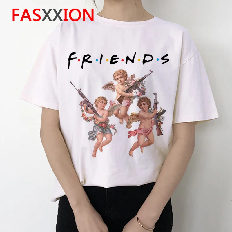 Футболка друзья Женская мода ulzzang 90s повседневная harajuku футболка Мультфильм гранж Повседневная Женская забавная футболка kawaii принт