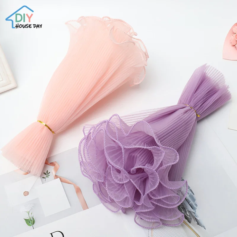 5 Yards Wave Mesh Yarn Flower Wrapping Paper DIY Arts Wedding Party Valentine's Day Decor Bouquet Gift Packaging Lace Gauze