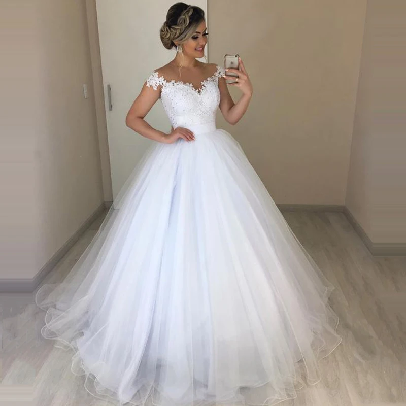 Vestido De Noiva 2 в 1 элегантные кружева бисер свадебное платье Романтический Съемный Тюль Skrit A-Line Свадебные платья