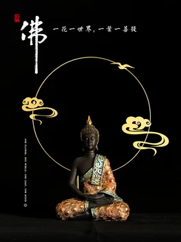 

Thai Buddha Statue Home Decoration Crafts Small Ornaments Porch Wine Cabinet Southeast Asian Style Thai Restaurant Furnishings