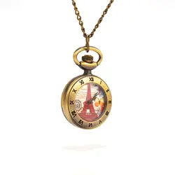 Кварцевые карманные бронзовые часы в римском стиле с римской башней, карманные часы, креативный Ретро подарок, кварцевые карманные часы