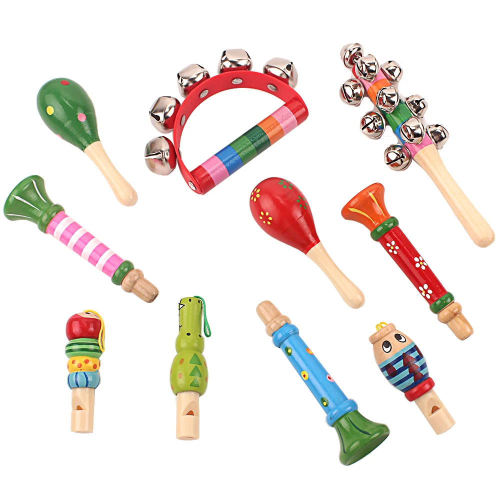Toddlers Music Toys Sounding Toy Bed Bells Sand Hammer Whistle Castanets Musical Instrument Random Colors Infant New Born Gift