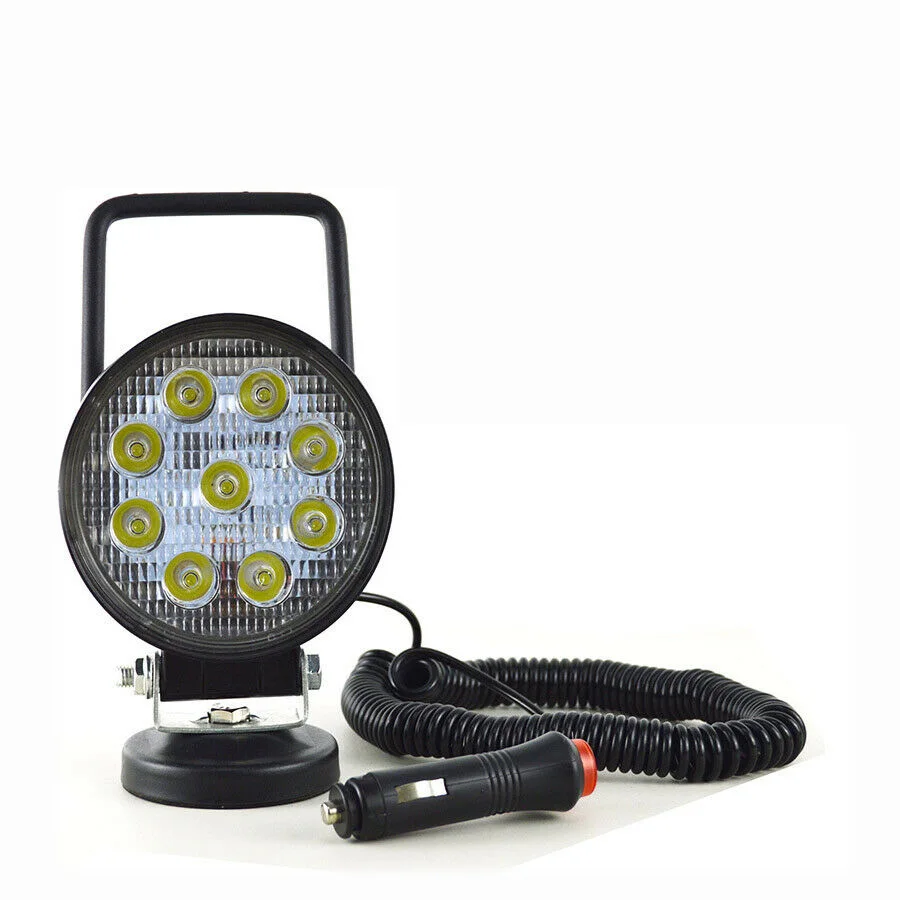 Auxtings 4in 4'' Portable 27W Round Spotlight Magnetic Base Led Work Light Car Truck Driving Offroad 4WD 4x4 SUV ATV 12V 24V