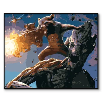 

Guardian of the Galaxy pictures painting by numbers for Adults Peter Quill Rocket coloring by numbers Groot paintings numbers