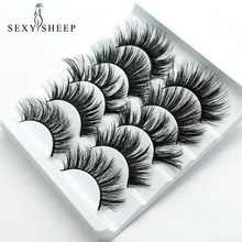 SEXYSHEEP, 5 пар, 3D накладные ресницы из норки, натуральные накладные ресницы, блестящий макияж, инструменты для наращивания красоты, maquiagem, искусственные фареты