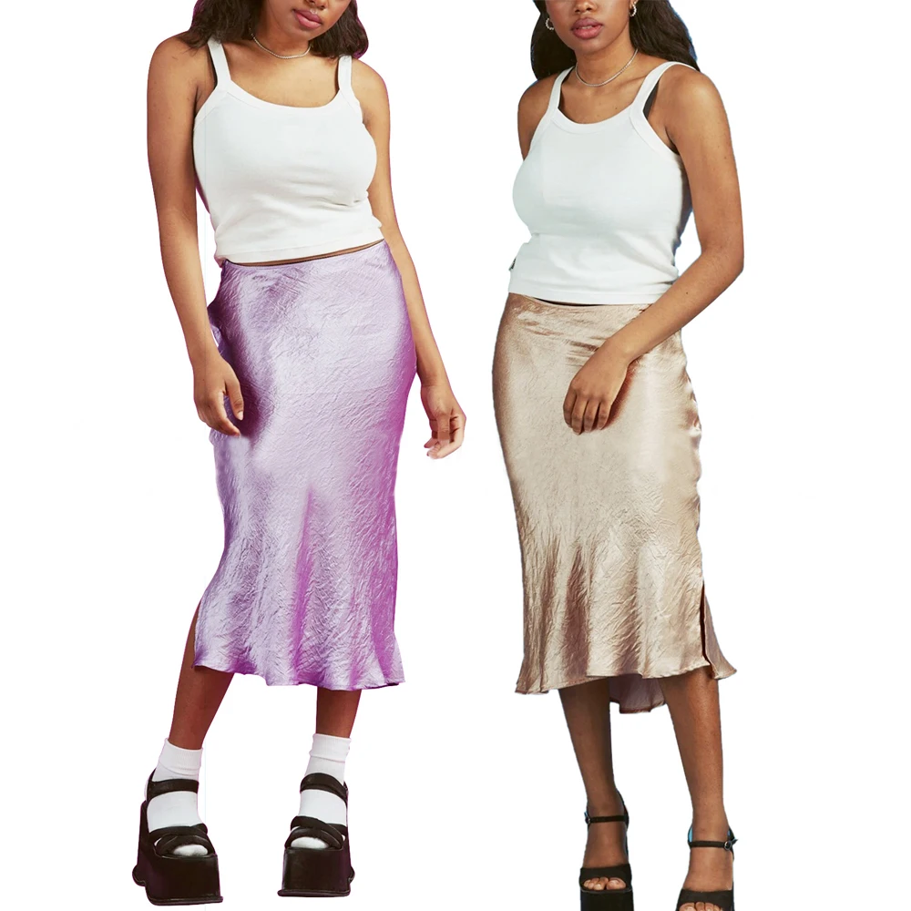 

Summer Solid Skirt Women A-Line 90s Y2K Skirts Harajuku Midi Casual High Waist Split Party Streetwear Bodycon E-girl Skirts