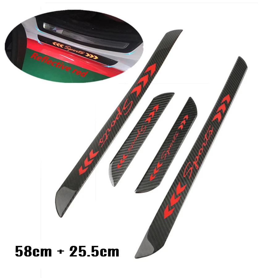 

4pcs 58cm + 25.5cm Car Door Scuff Sill Cover Panel Bumper Corner Protector Sport Style Scratch Resistant Waterproof