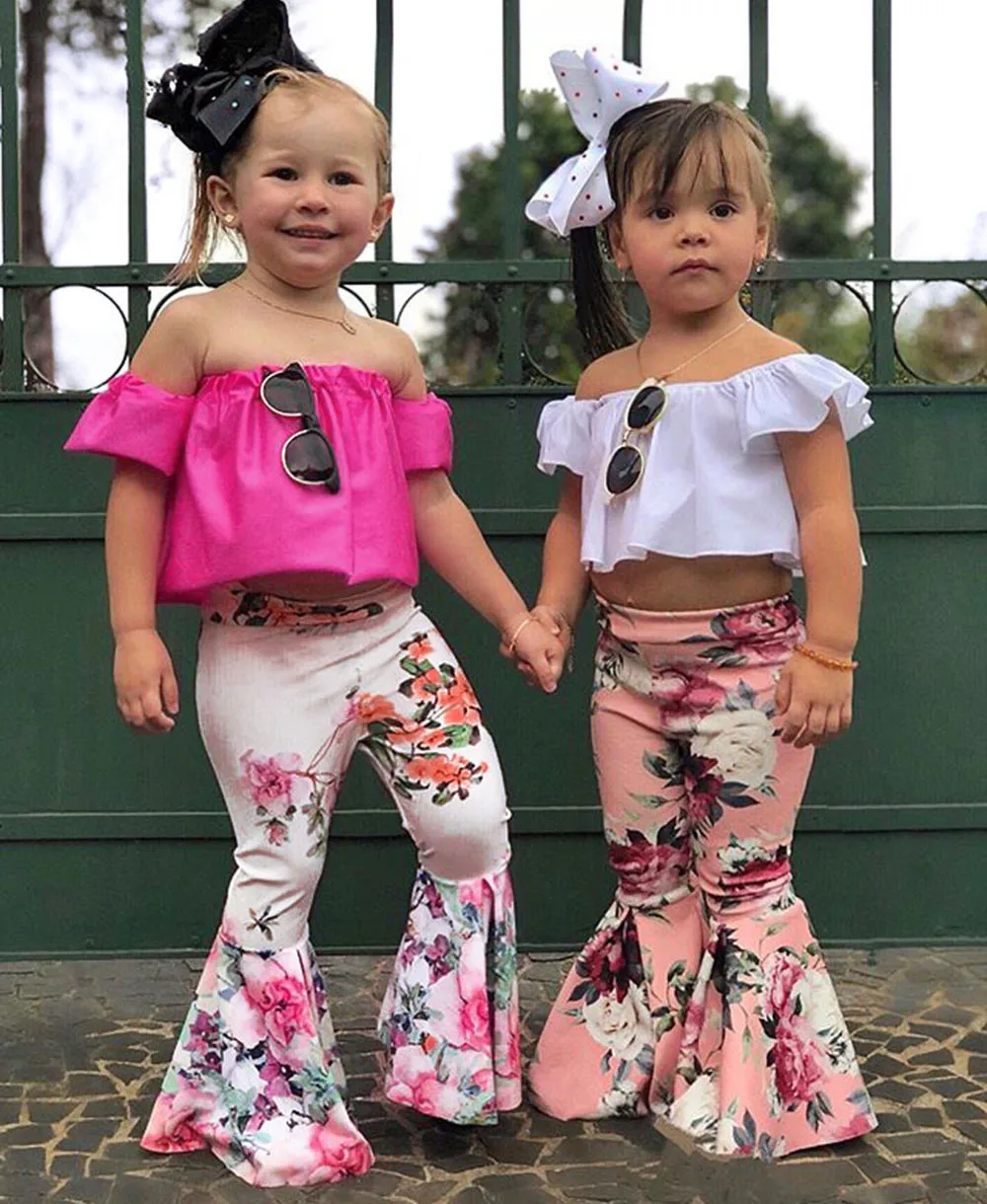 Комплект одежды для маленьких девочек из 2 предметов однотонная блузка с