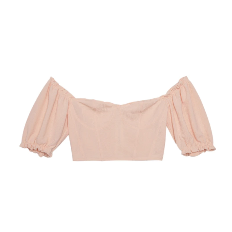 Sweet Pink Women Tops Summer Short Sleeve Tee Tank Sexy Off Shouler Crop Tops Fashion Party Clubwear Ladies Slim Clothes HOT