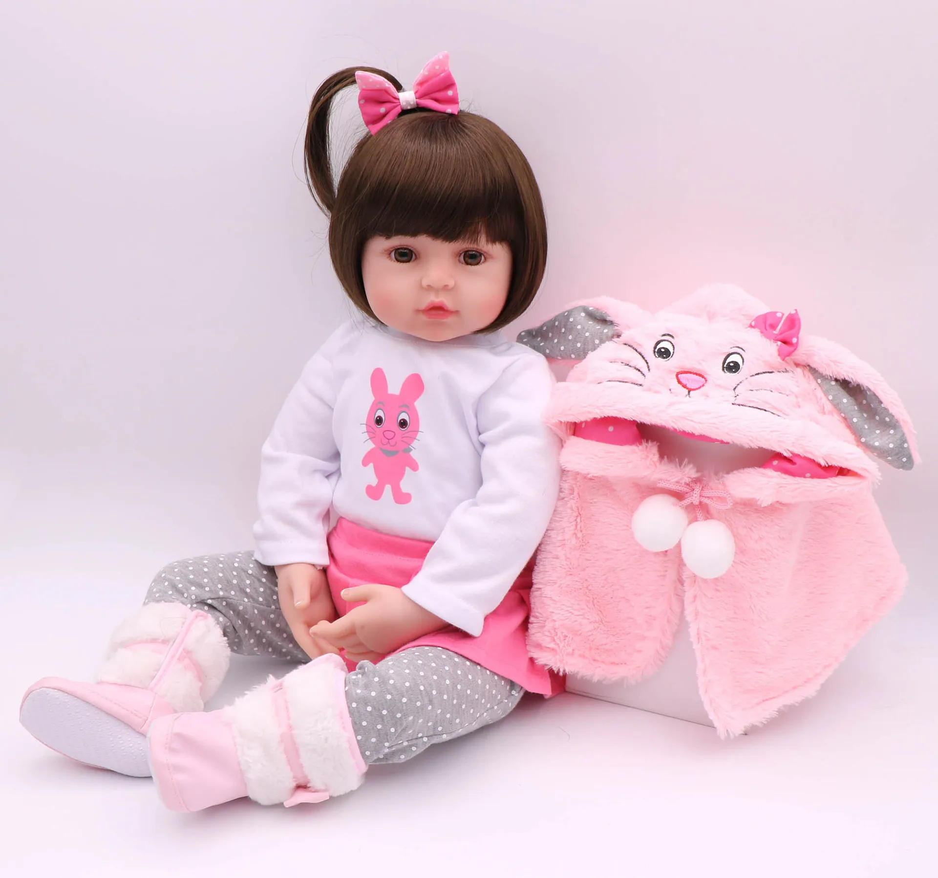 48 см/58 см БОБО волосы прекрасный кролик тканевая кукла Rebirth Baby Doll игрушка детский подарок милые Имитационные куклы