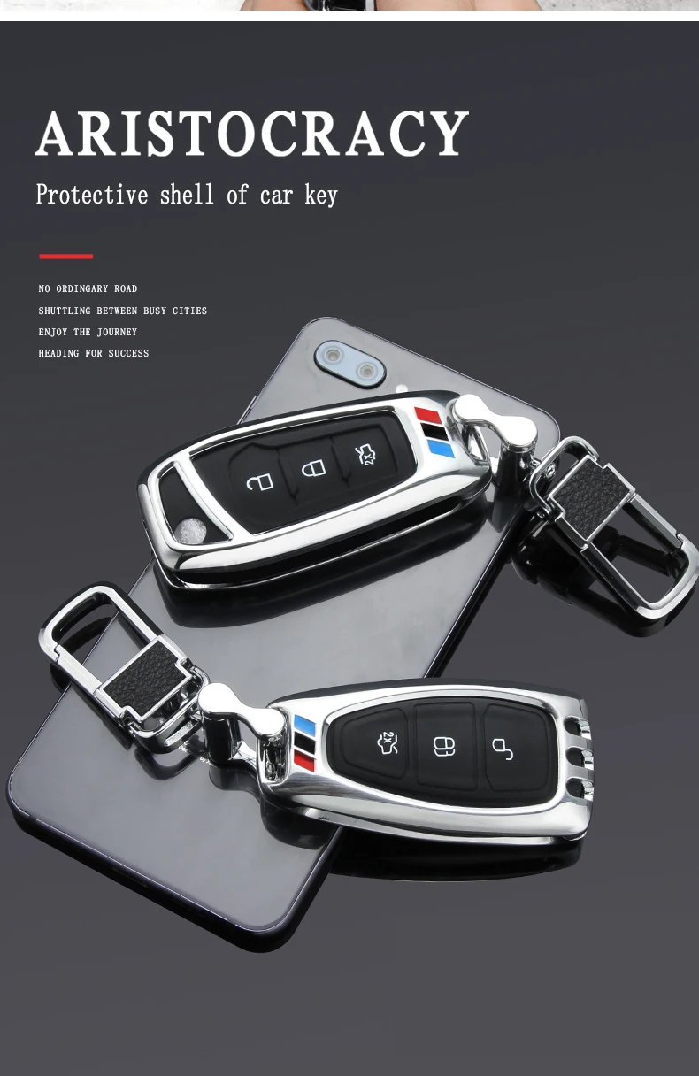 Чехол для выкидного ключа из цинкового сплава Fob Shell чехол для Ford Ranger C-Max S-Max Focus Galaxy Mondeo Transit Tourneo заказное кольцо для ключей