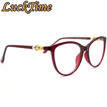 LuckTime повседневные Модные женские очки с жемчугом, оправа в стиле ретро, круглые очки для близорукости, оправа для очков по рецепту на удачу 2908