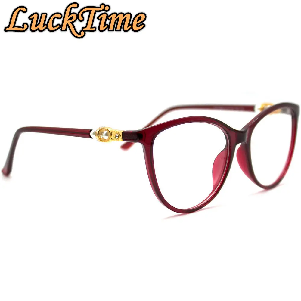 

LuckTime Casual Fashion Pearl Women Glasses Frame Retro Round Myopia Glasses Frame Lucky Time Prescription Eyeglass frames 2908