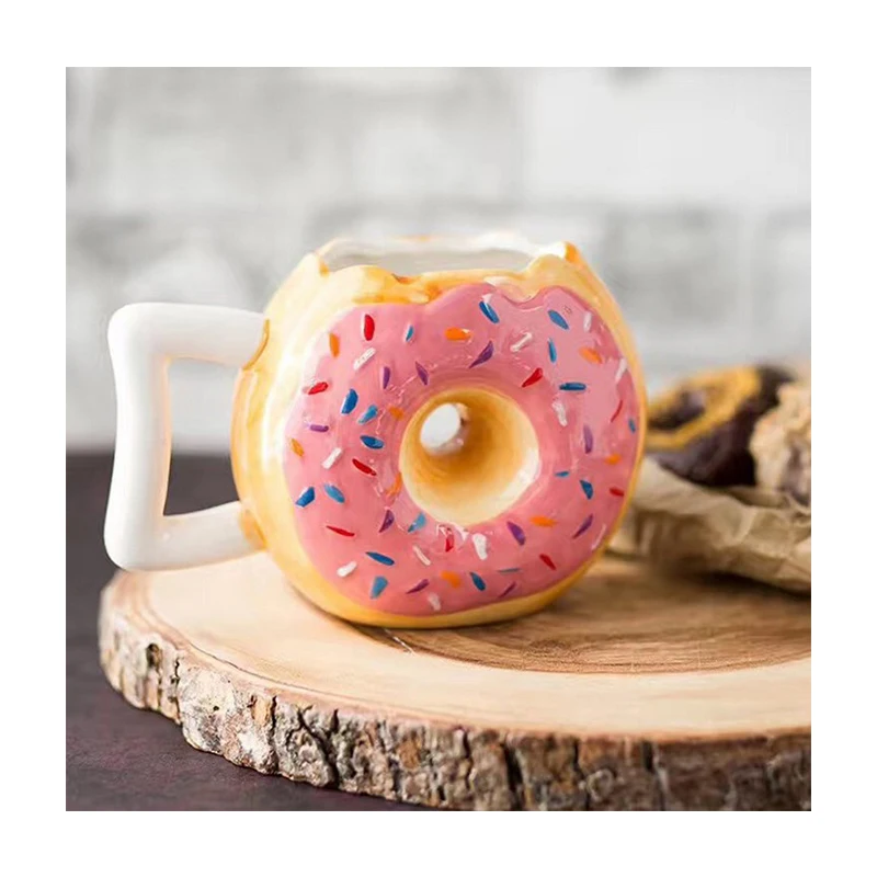 Donut Cup Creative Ceramic Cup Creative Bread Cup Donut Mug Biscuit Milk Coffee Mug tea cup art handmade glass office