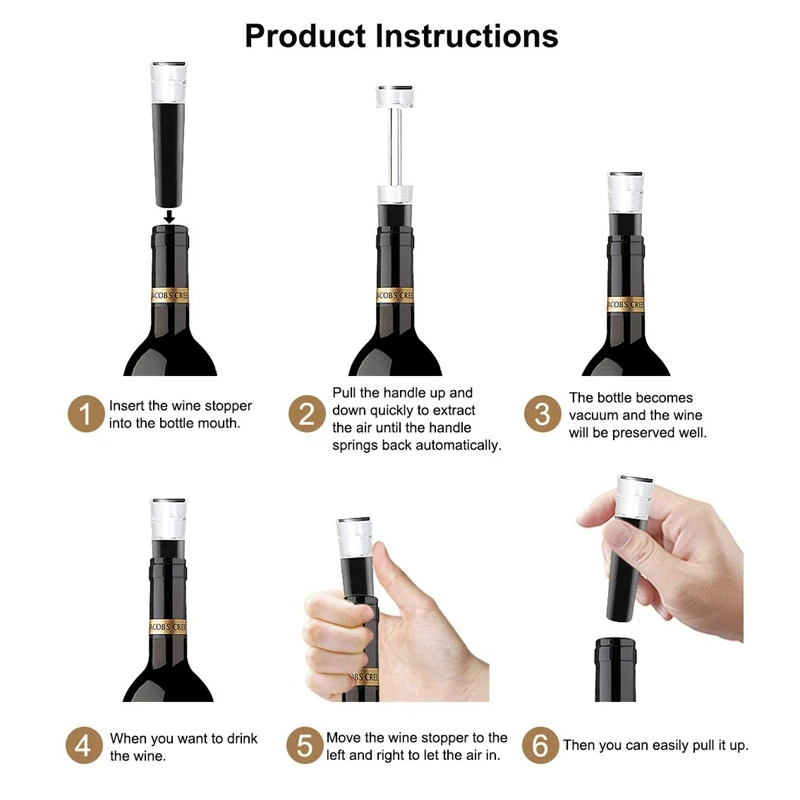 Vacuum Wine Bottle Stopper For Wine Saver,Reusable Wine Corks,Vacuum Wine Pump Beverage Champagne Bottle Stopper To Preserve Win
