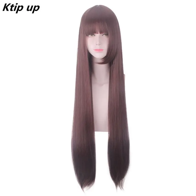 

Ktip Up Game Azur Lane Cosplay Wigs Akagi Heat Resistant Synthetic Long Straight Hair Halloween Party Women Wigs+ Wig Cap