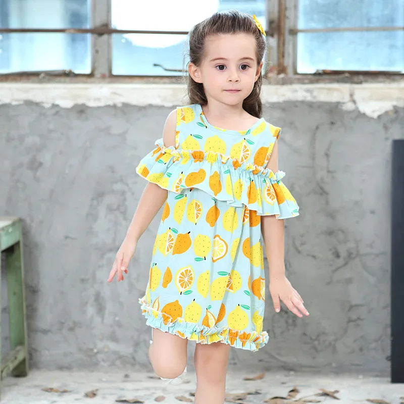 Детские платья для девочек, хлопковое повседневное летнее платье с открытыми плечами для девочек, одежда для детей 2, 3, 4, 5, 6, 7, 8 лет, летняя одежда для девочек