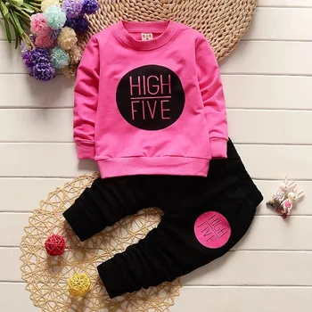 

Baby Girl Spring Clothes Korean Letter Long Sleeved T-shirts + Pants Two Piece Infant Clothing Kids Bebes Jogging Suits Outfits