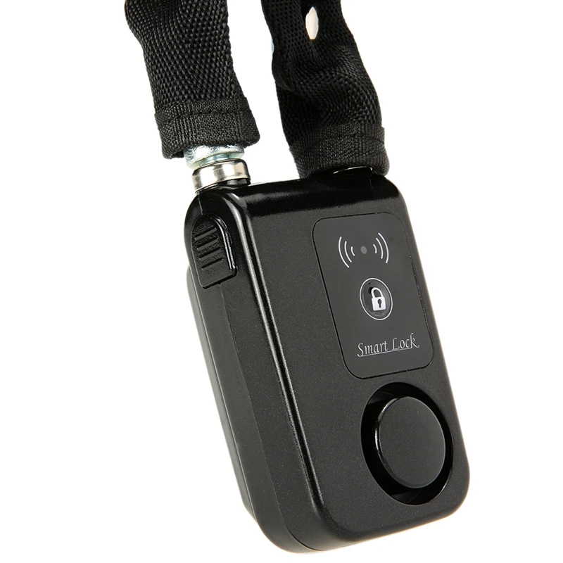 Black Smart Chain Lock 80Cm Smart Waterproof Bluetooth Lock 110Db Latest Anti Theft Alarm Keyless Phone App Control Lock Access