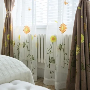 

Imitation Cotton and Linen Modern Simple and Fresh Style Embroidered Curtains Living Room Bedroom Chinese Embroidered Curtains