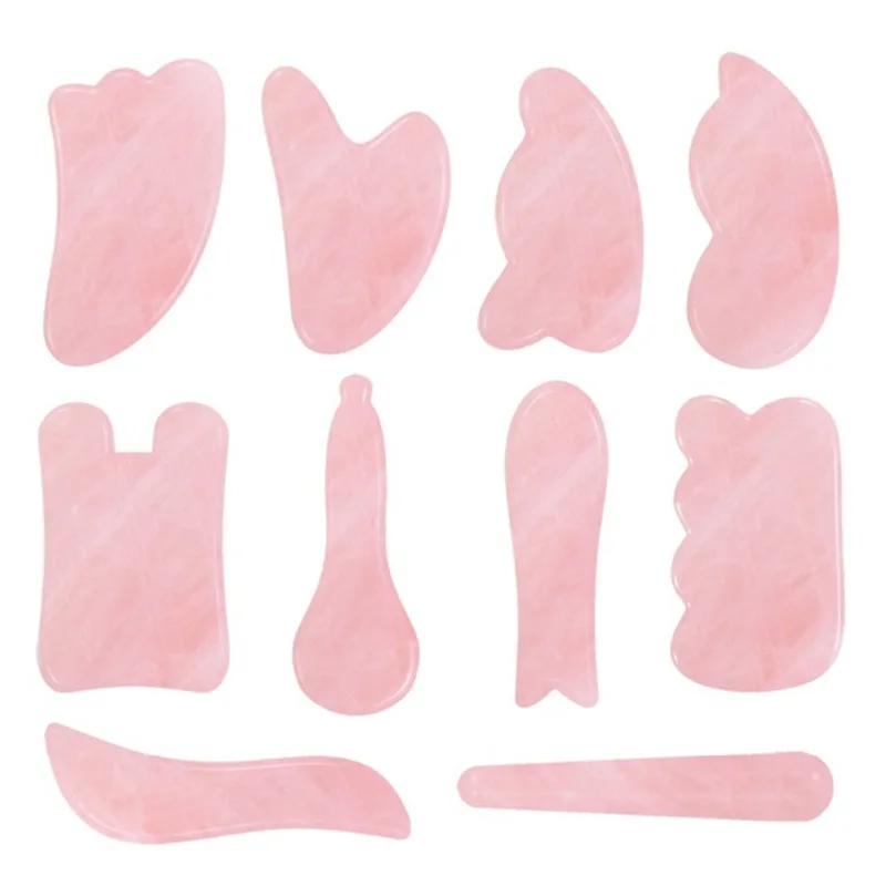 Natural Rose Quartz Jade Gua Sha Board Acupuncture Massage Face Lifting Stone Guasha Scraping Board
