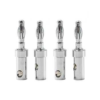 

8Pcs Rhodium Plated Audio Grade Speaker Cable Connectors Banana plug without logo ,speaker cable connector jack , loudspeaker ca
