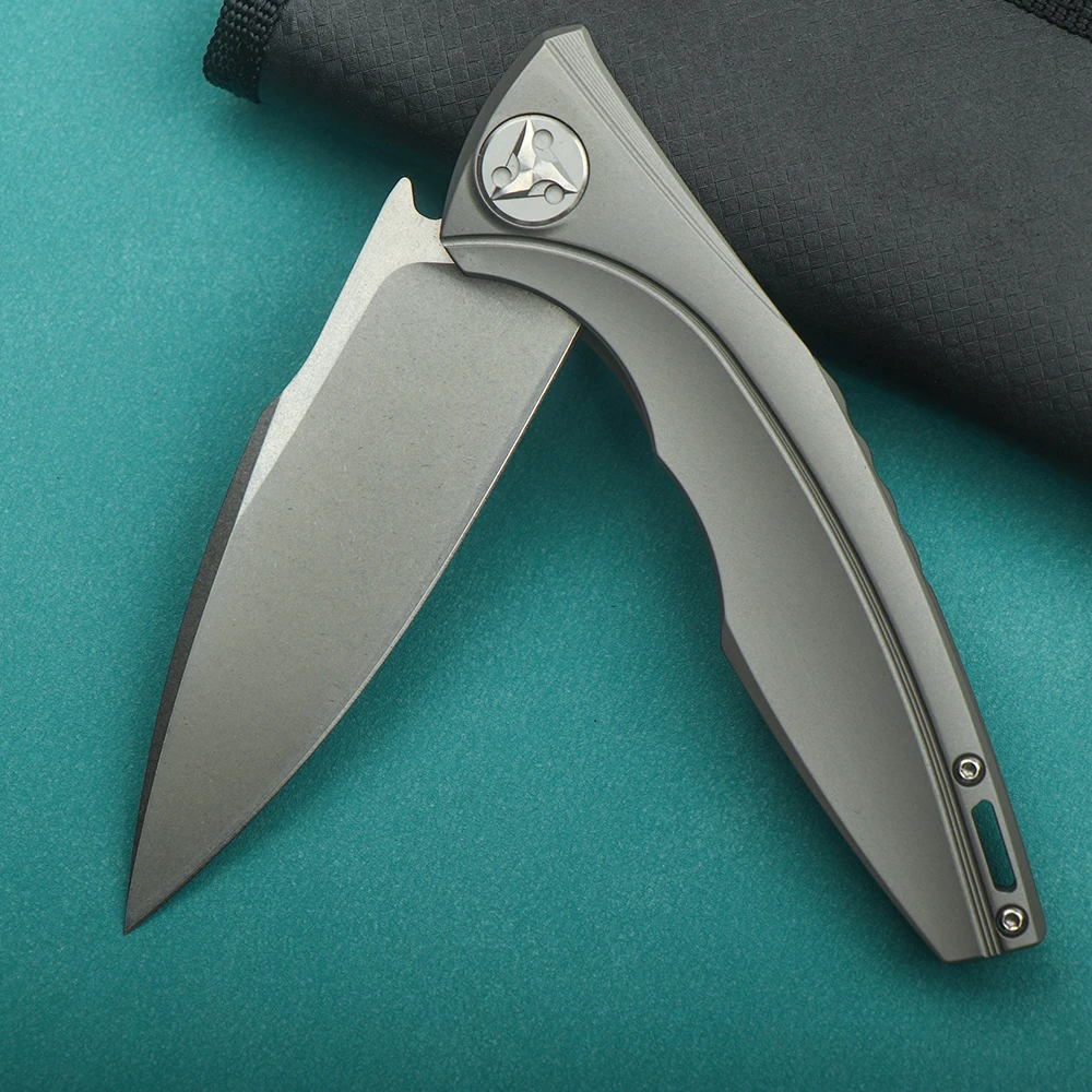 M390 powder steel folding knife TC4 titanium alloy handle high hardness sharp self-defense knife water field survival knife 3