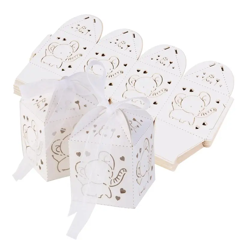 

50pcs Hollow Out Elephant Laser Cut Gift Candy Boxes Wedding Party Favor Hollow Carriage Candy Boxes Gift Bags Wedding Favors