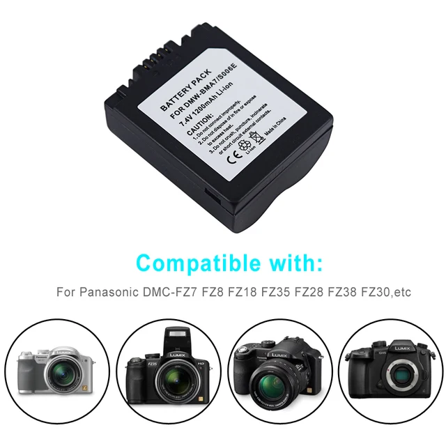 thumbnail image 2 of Panasonic Battery Pack Of 2 CGA-S006 Batteries For Panasonic Lumix DMC-FZ7 DMC-FZ8 DMC-FZ18 DMC-FZ28 DMC-FZ30 DMC-FZ35 DMC-FZ50 Digital Camera More Panasonic Dmc-fz7 Battery Charger 2 of 10