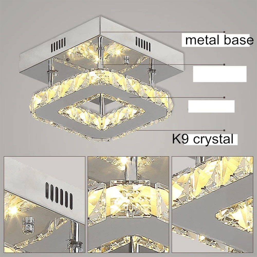 90-260 в квадратная хрустальная лампа для гостиной, офиса, крепкий Хрустальный потолочный светильник, интеллектуальный приводной светильник для спальни, потолочный светильник s