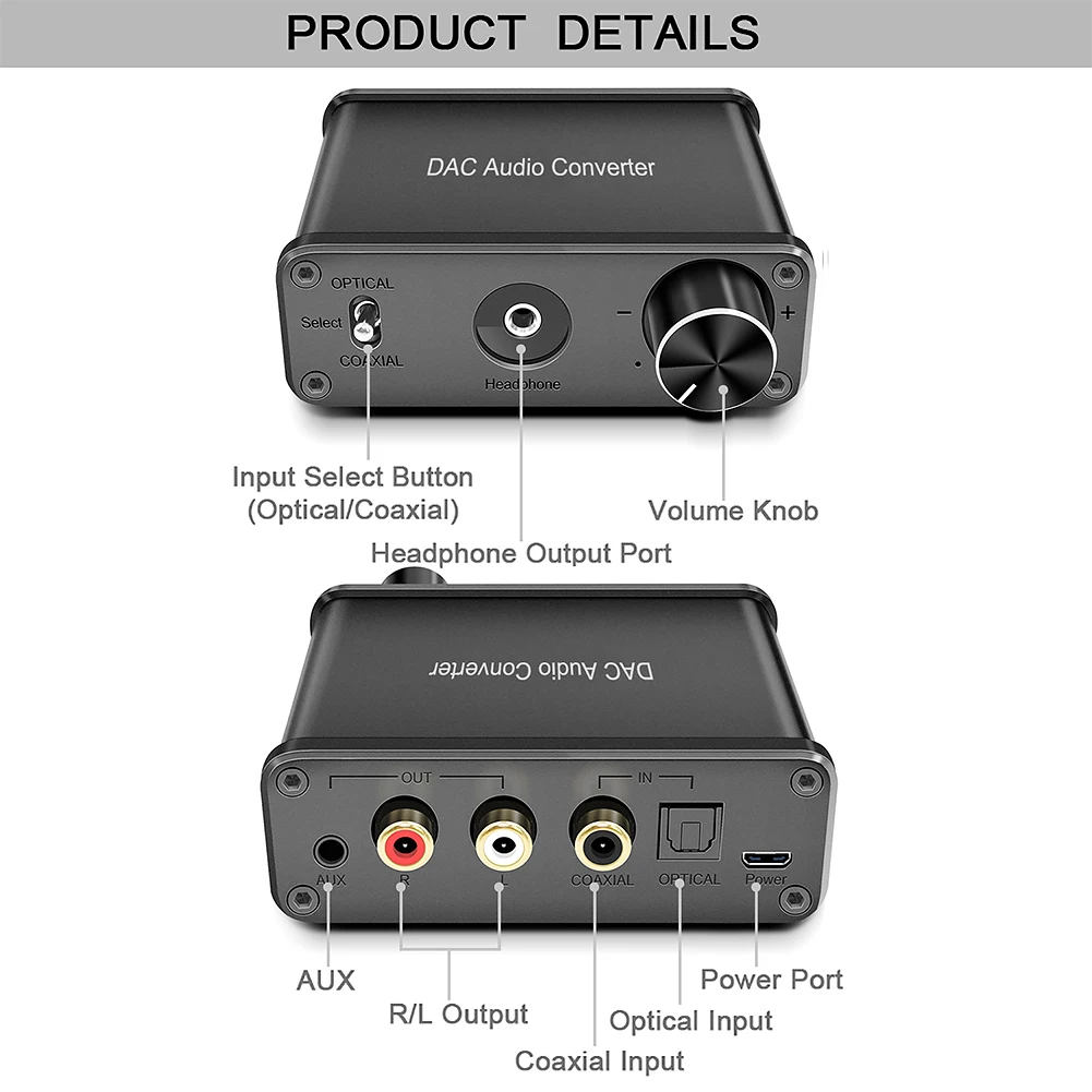 192 кГц ТВ цифро аналоговый преобразователь Кино аудио адаптер HDMI/DVI R L SPDIF объем