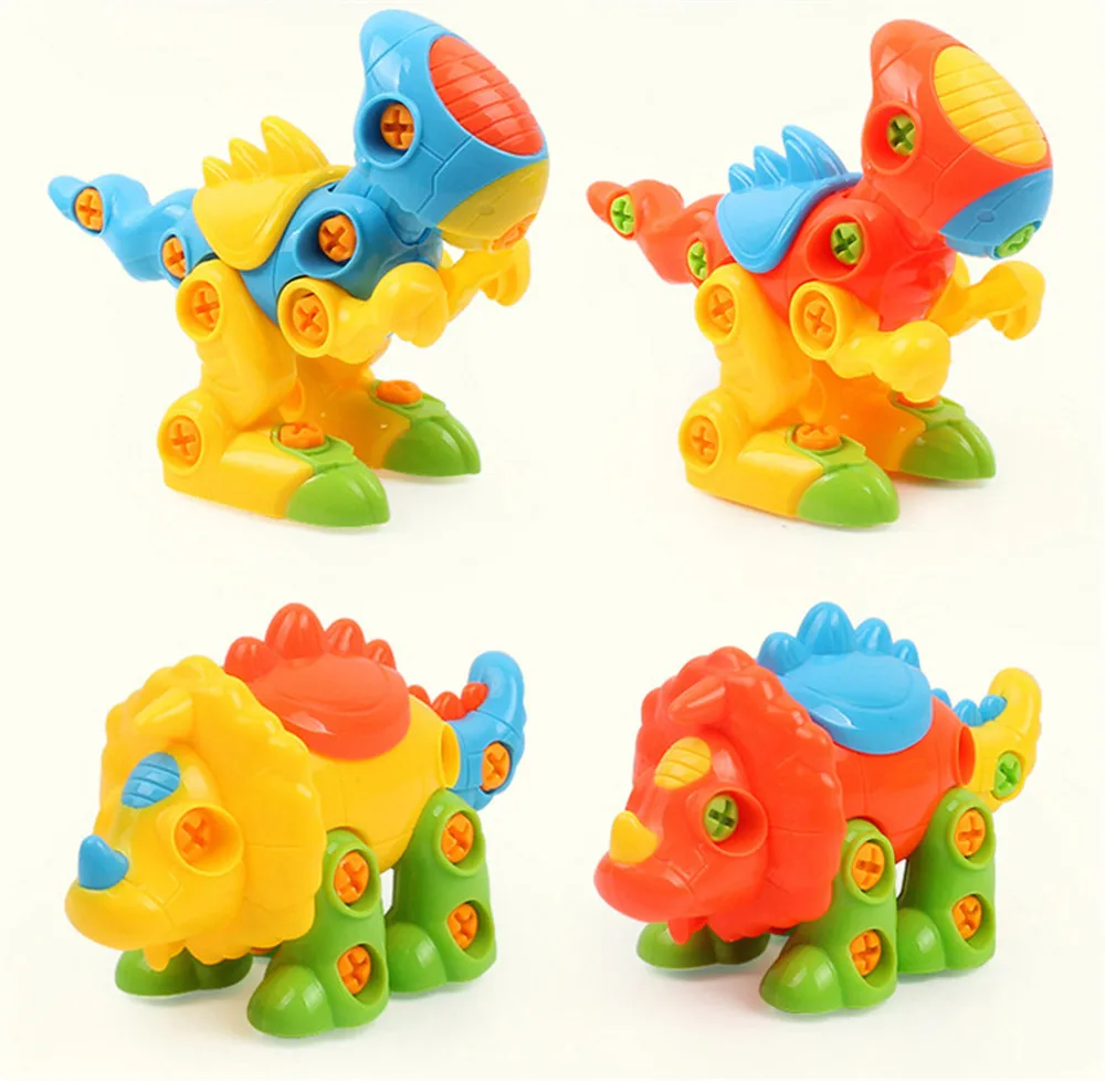 Разборка DIY игрушки для сборки животных динозавров Детские Ранние развивающие блоки игрушки с сборкой отвертки игрушки из орехового дерева для детей