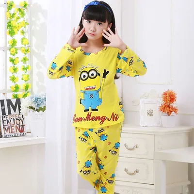 C Y xiao huang ren New Arrivals Autumn Winter Girl Pajamas Set Baby Long Sleeved Sleepwear Suit Big Girls Nightwear Pants Girl Tops Kids Gift - Цвет: C Y xiao huang ren