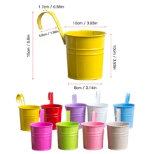 

10pcs Metal Flower Hanging Flower Pot Hook Wall Removable Candy Color Iron Bucket Tin Garden Balcony Hanging Succulent Basket