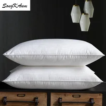 Songkaum 100% amoreira seda travesseiro cinco estrelas hotel travesseiros 48*74cm ortopédico pescoço travesseiro com algodão capa dormir saúde