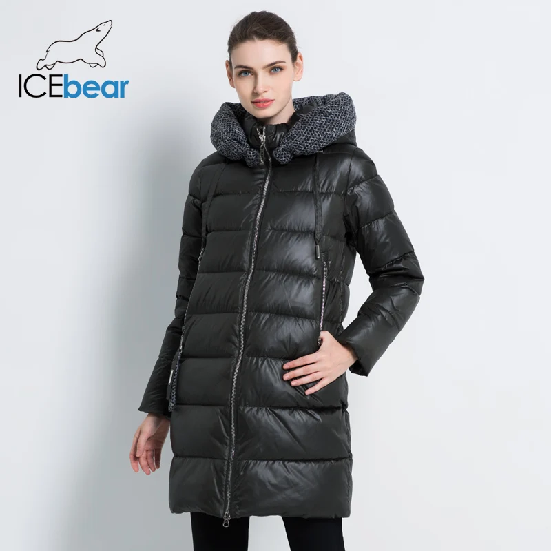 Price ICEbear 2019 New Women Winter Jacket Coat Slim Winter Quilted Coat Long Style Hood Slim Parkas Thicken Outerwear GWD19600I