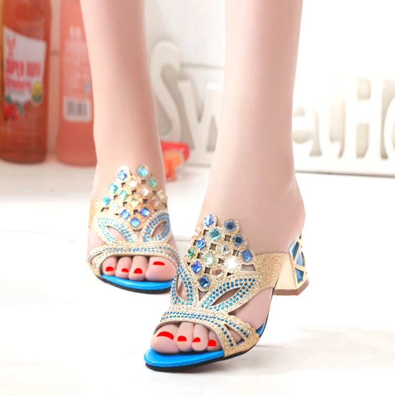

hot summer shoes woman sandals fashion high heels women sandals female casual square heel sexy party shoes ladies beach slippers