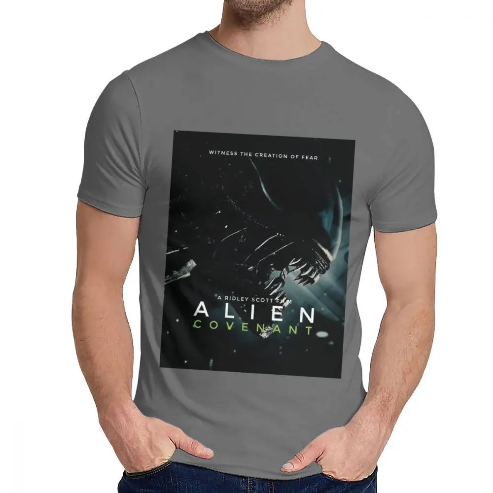 Мужские футболки для отдыха Alien convenant Thiller Slim Новое поступление Классическая футболка с круглым вырезом и рисунком - Цвет: Темно-серый