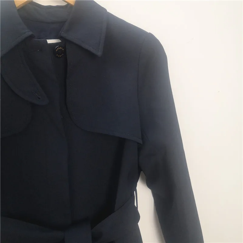 Women Trench Autumn and Winter New Temperament Stand Collar Tie Bow Windbreaker Jacket
