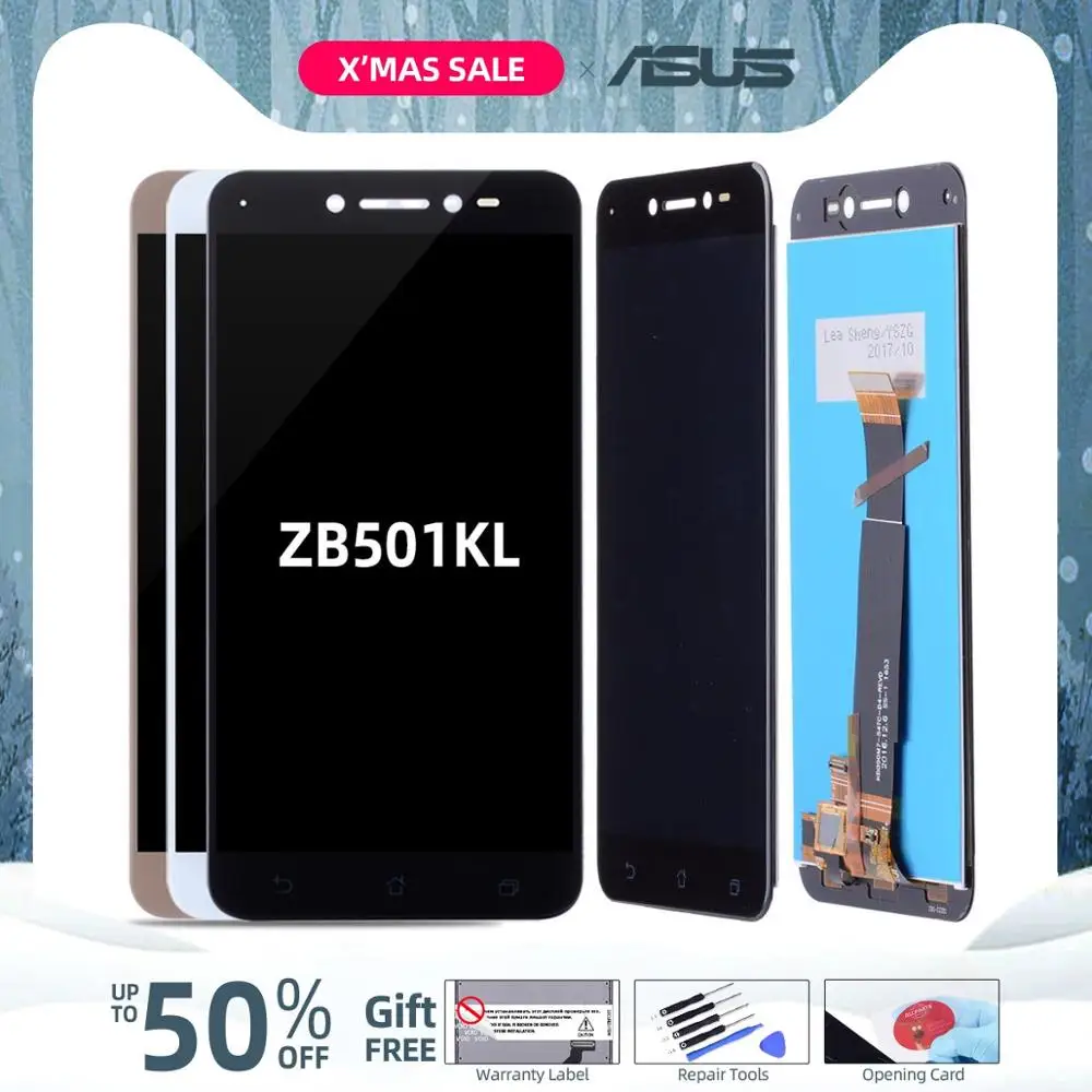 Дисплей для ASUS Zenfone Live ZB501KL LCD в сборе с тачскрином на рамке черный белый золотой